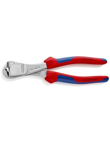 Alicates de corte frontal de fuerza con fundas multicomponentes cromado 200 mm KNIPEX 67 05 200