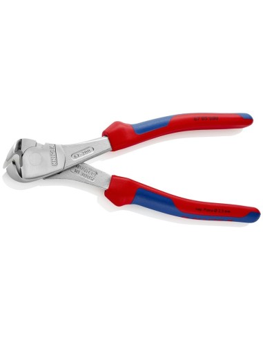 Alicates de corte frontal de fuerza con fundas multicomponentes cromado 200 mm KNIPEX 67 05 200