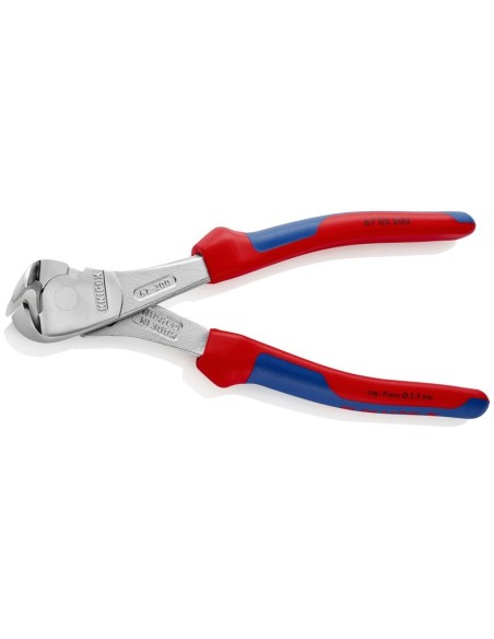 Alicates de corte frontal de fuerza con fundas multicomponentes cromado 200 mm KNIPEX 67 05 200