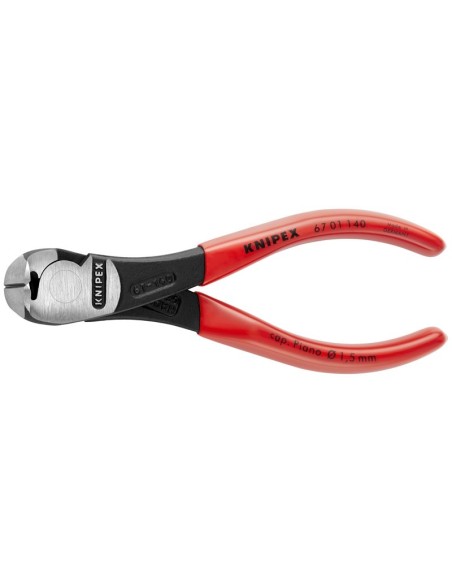Alicates de corte frontal de fuerza recubiertos de plástico negro atramentado 140 mm KNIPEX 67 01 140