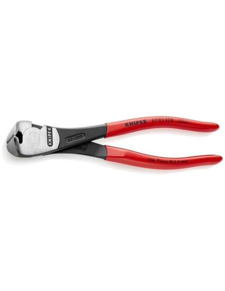 Alicates de corte frontal de fuerza recubiertos de plástico negro atramentado 200 mm (cartulina autoservicio/blíster) KNIPEX 67
