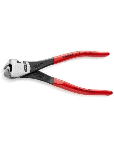 Alicates de corte frontal de fuerza recubiertos de plástico negro atramentado 200 mm (cartulina autoservicio/blíster) KNIPEX 67