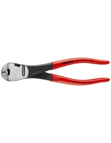 Alicates de corte frontal de fuerza recubiertos de plástico negro atramentado 200 mm (cartulina autoservicio/blíster) KNIPEX 67