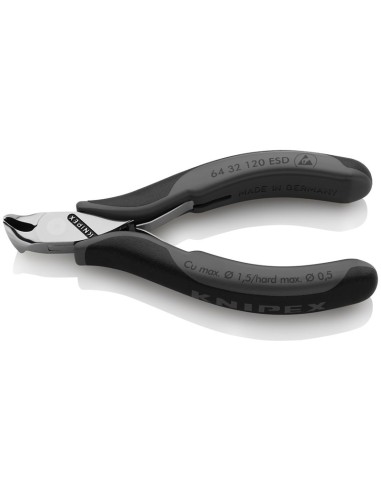 Alicates de corte frontal para electrónica ESD con fundas multicomponentes 120 mm KNIPEX 64 32 120 ESD