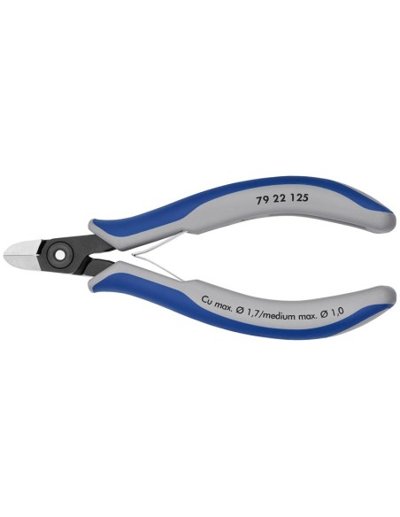 Alicates de precisión de corte diagonal para electrónica con fundas multicomponentes bruñido 125 mm KNIPEX 79 22 125