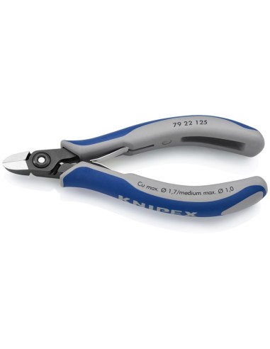Alicates de precisión de corte diagonal para electrónica con fundas multicomponentes bruñido 125 mm KNIPEX 79 22 125