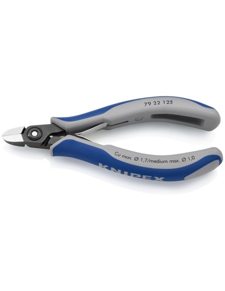 Alicates de precisión de corte diagonal para electrónica con fundas multicomponentes bruñido 125 mm KNIPEX 79 22 125