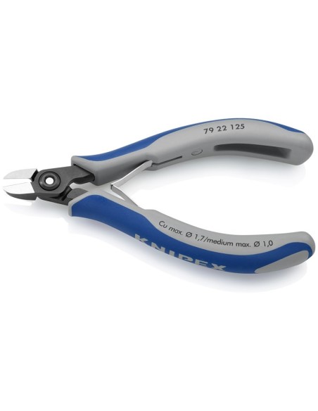 Alicates de precisión de corte diagonal para electrónica con fundas multicomponentes bruñido 125 mm KNIPEX 79 22 125