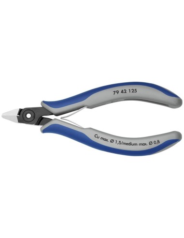 Alicates de precisión de corte diagonal para electrónica con fundas multicomponentes bruñido 125 mm KNIPEX 79 42 125