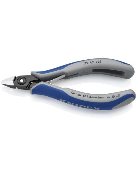 Alicates de precisión de corte diagonal para electrónica con fundas multicomponentes bruñido 125 mm KNIPEX 79 42 125
