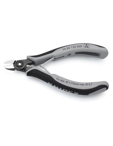 Alicates de precisión de corte diagonal para electrónica ESD con fundas multicomponentes bruñido 125 mm (cartulina autoservicio
