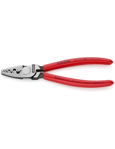Alicate para crimpar punteras huecas recubiertos de plástico 180 mm (cartulina autoservicio/blíster) KNIPEX 97 71 180 SB