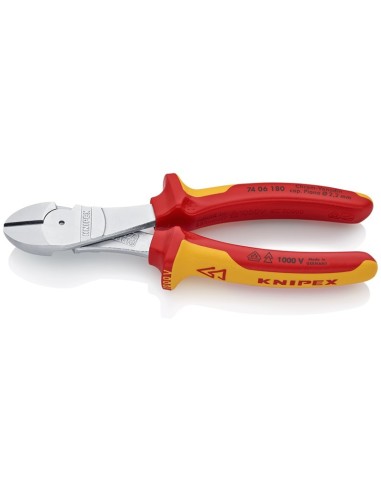 Alicates de corte diagonal de fuerza aislados con fundas multicomponentes, según norma VDE cromado 180 mm (cartulina autoservic
