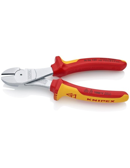 Alicates de corte diagonal de fuerza aislados con fundas multicomponentes, según norma VDE cromado 180 mm (cartulina autoservic