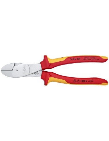 Alicates de corte diagonal de fuerza aislados con fundas multicomponentes, según norma VDE cromado 200 mm (cartulina autoservic