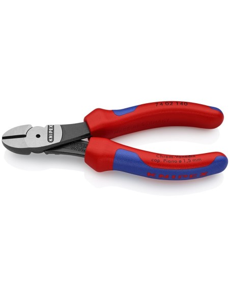 Alicates de corte diagonal de fuerza con fundas multicomponentes negro atramentado 140 mm KNIPEX 74 02 140