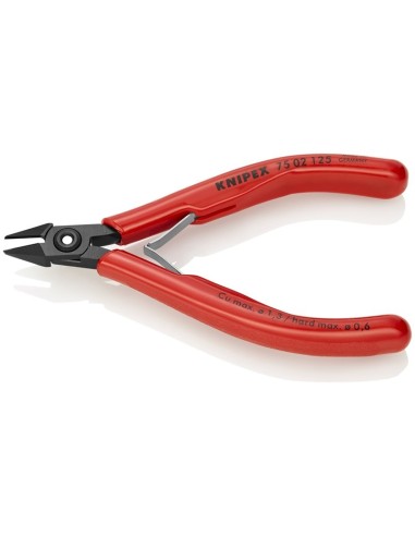 Alicates de corte diagonal para electrónica con fundas de plástico bruñido 125 mm (cartulina autoservicio/blíster) KNIPEX 75 02