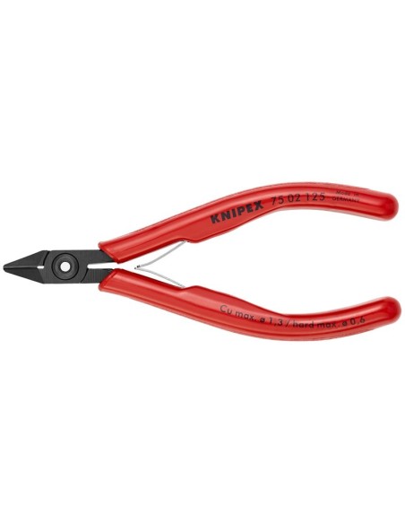 Alicates de corte diagonal para electrónica con fundas de plástico bruñido 125 mm KNIPEX 75 02 125