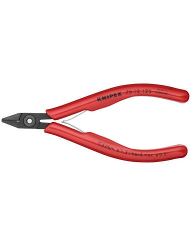 Alicates de corte diagonal para electrónica con fundas de plástico bruñido 125 mm KNIPEX 75 12 125