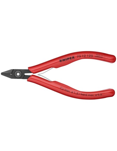 Alicates de corte diagonal para electrónica con fundas de plástico bruñido 125 mm KNIPEX 75 12 125