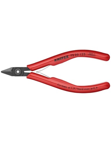 Alicates de corte diagonal para electrónica con fundas de plástico bruñido 125 mm KNIPEX 75 22 125