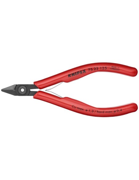 Alicates de corte diagonal para electrónica con fundas de plástico bruñido 125 mm KNIPEX 75 22 125