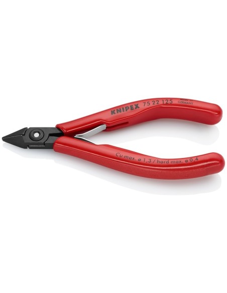 Alicates de corte diagonal para electrónica con fundas de plástico bruñido 125 mm KNIPEX 75 22 125