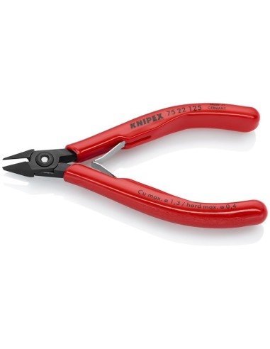 Alicates de corte diagonal para electrónica con fundas de plástico bruñido 125 mm KNIPEX 75 22 125