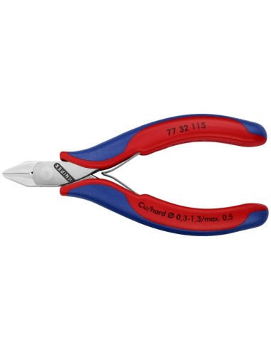 Alicates de corte diagonal para electrónica con fundas multicomponentes 115 mm KNIPEX 77 32 115