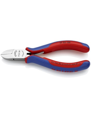 Alicates de corte diagonal para electrónica con fundas multicomponentes 130 mm KNIPEX 77 22 130