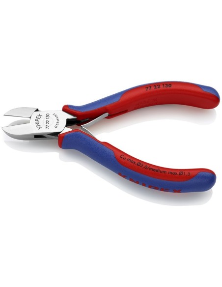 Alicates de corte diagonal para electrónica con fundas multicomponentes 130 mm KNIPEX 77 22 130