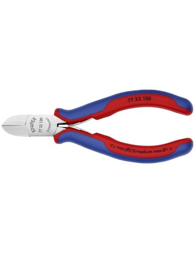 Alicates de corte diagonal para electrónica con fundas multicomponentes 130 mm KNIPEX 77 22 130
