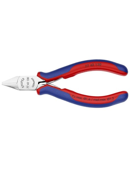 Alicates de corte diagonal para electrónica con fundas multicomponentes 130 mm KNIPEX 77 42 130