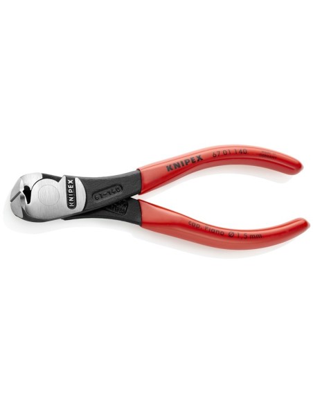 Alicates de corte frontal de fuerza recubiertos de plástico negro atramentado 140 mm (cartulina autoservicio/blíster) KNIPEX 67