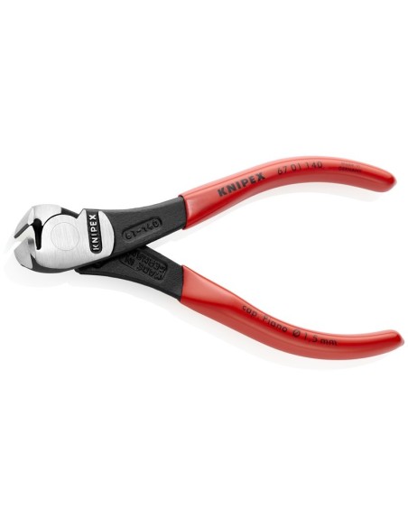 Alicates de corte frontal de fuerza recubiertos de plástico negro atramentado 140 mm (cartulina autoservicio/blíster) KNIPEX 67