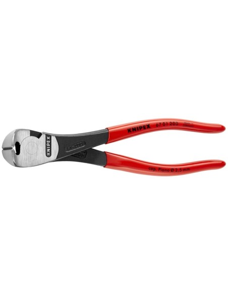 Alicates de corte frontal de fuerza recubiertos de plástico negro atramentado 200 mm KNIPEX 67 01 200