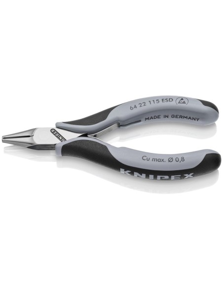 Alicates de corte frontal para electrónica ESD con fundas multicomponentes 115 mm KNIPEX 64 22 115 ESD