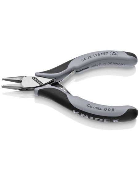Alicates de corte frontal para electrónica ESD con fundas multicomponentes 115 mm KNIPEX 64 22 115 ESD