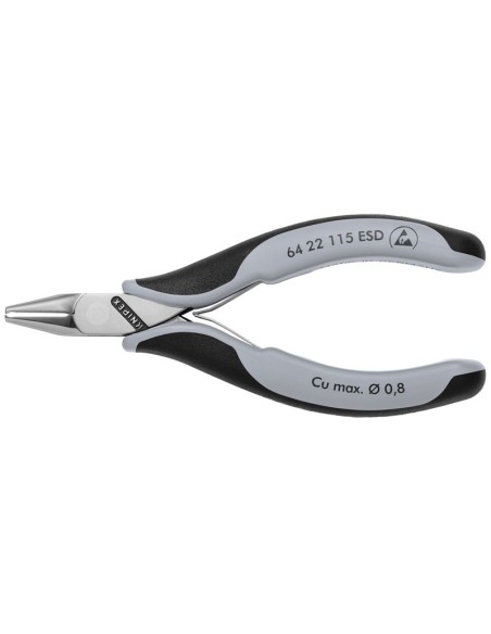 Alicates de corte frontal para electrónica ESD con fundas multicomponentes 115 mm KNIPEX 64 22 115 ESD