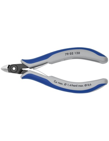 Alicates de precisión de corte diagonal para electrónica con fundas multicomponentes bruñido 120 mm KNIPEX 79 02 120