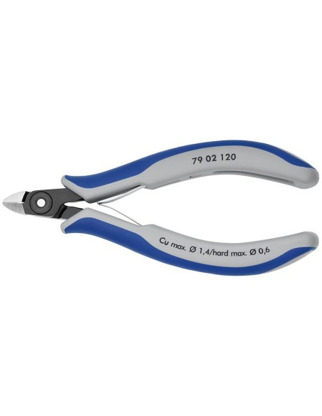 Alicates de precisión de corte diagonal para electrónica con fundas multicomponentes bruñido 120 mm KNIPEX 79 02 120