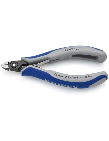 Alicates de precisión de corte diagonal para electrónica con fundas multicomponentes bruñido 120 mm KNIPEX 79 02 120