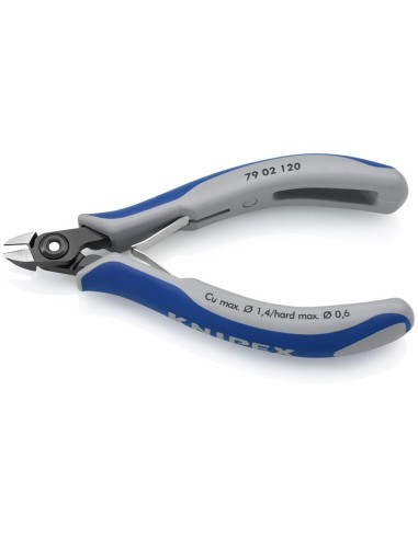 Alicates de precisión de corte diagonal para electrónica con fundas multicomponentes bruñido 120 mm KNIPEX 79 02 120