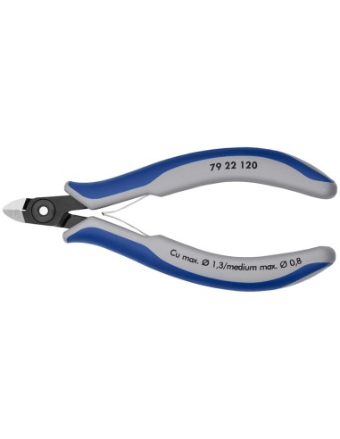 Alicates de precisión de corte diagonal para electrónica con fundas multicomponentes bruñido 120 mm KNIPEX 79 22 120