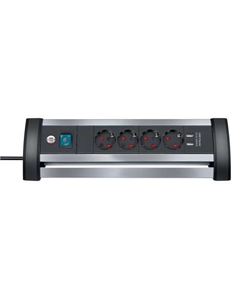 Base de tomas múltiples Alu-Office-Line para sobremesa con puertos USB