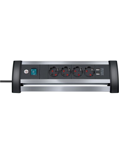 Base de tomas múltiples Alu-Office-Line para sobremesa con puertos USB