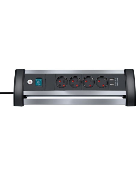 Base de tomas múltiples Alu-Office-Line para sobremesa con puertos USB