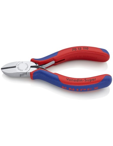 Alicate de corte diagonal con fundas multicomponentes cromado 110 mm KNIPEX 70 15 110