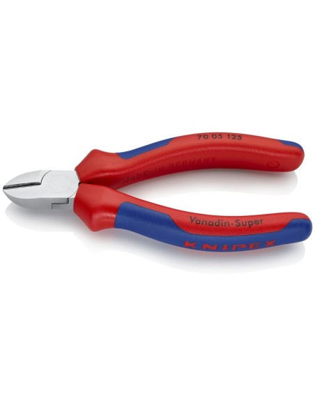 Alicate de corte diagonal con fundas multicomponentes cromado 125 mm KNIPEX 70 05 125