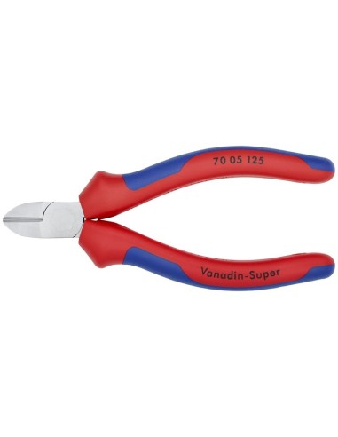 Alicate de corte diagonal con fundas multicomponentes cromado 125 mm KNIPEX 70 05 125